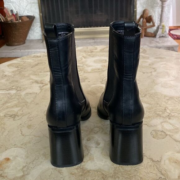 Zara Vegan Leather Ankle Boots Pointed Toe - Picture 9 of 13